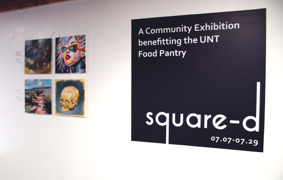 The square-d Community Art Exhibit benefiting The UNT Food Pantry @ UNT CoLAB 7/7 – 7/29 2023