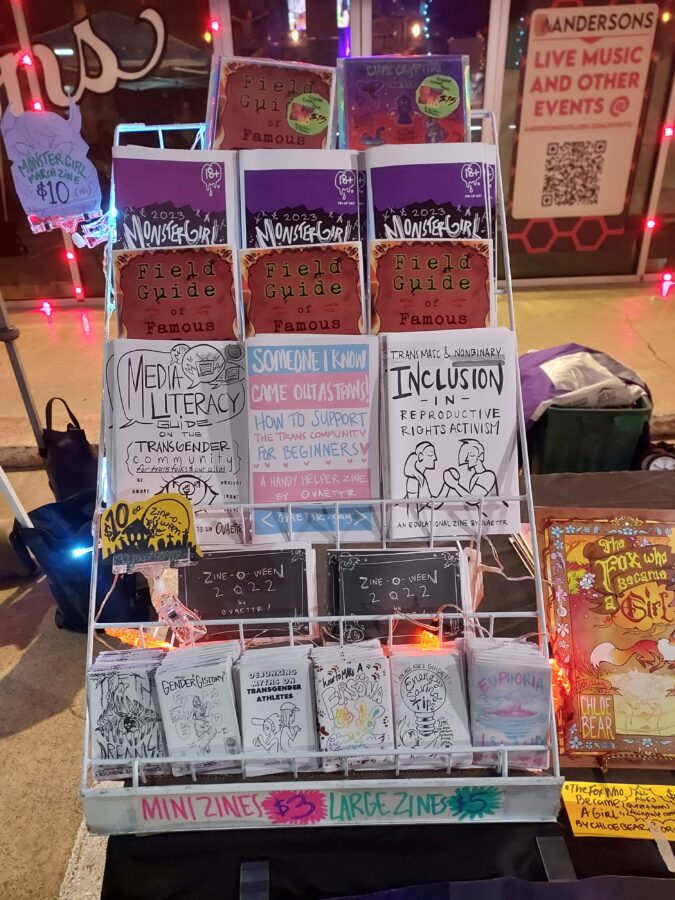 All my zines on display at a market.