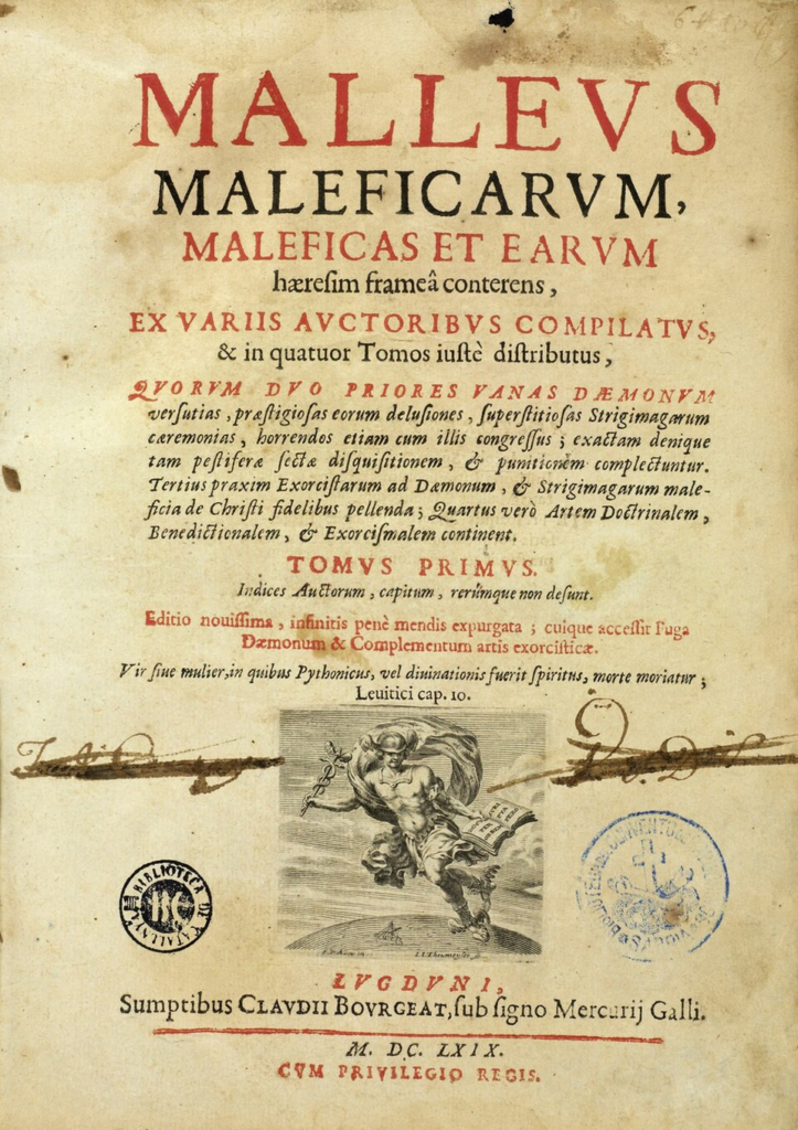 Malleus Maleficarum witch hunting guide front inner page.