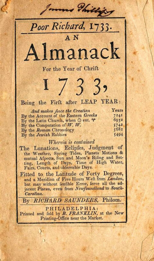 Poor Richard's Almanack 1733